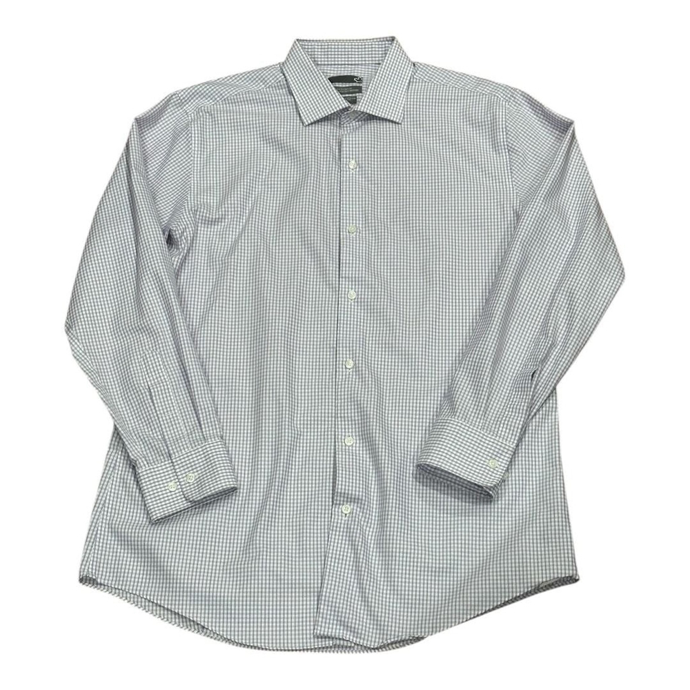 Sears Dress Shirt Mens Large Purple Check Slim Fit Non Iron Long Sleeve Cotton